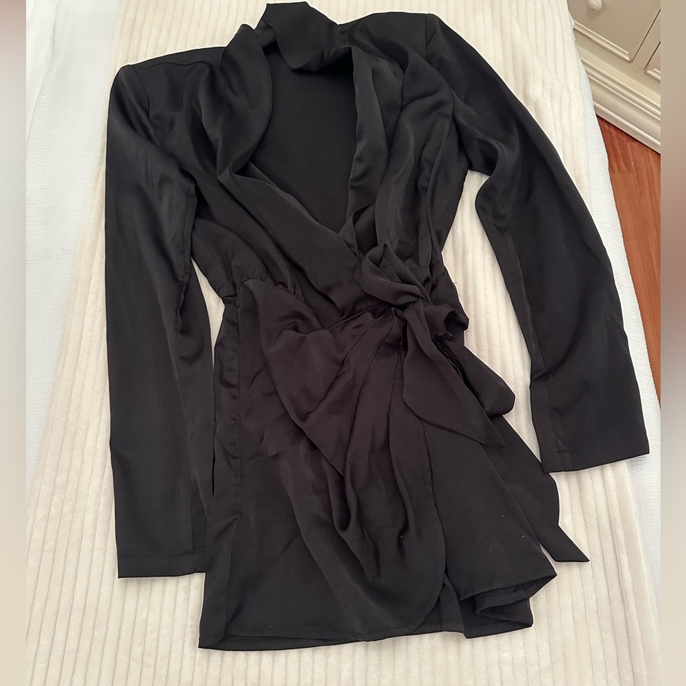 Black silk wrap dress